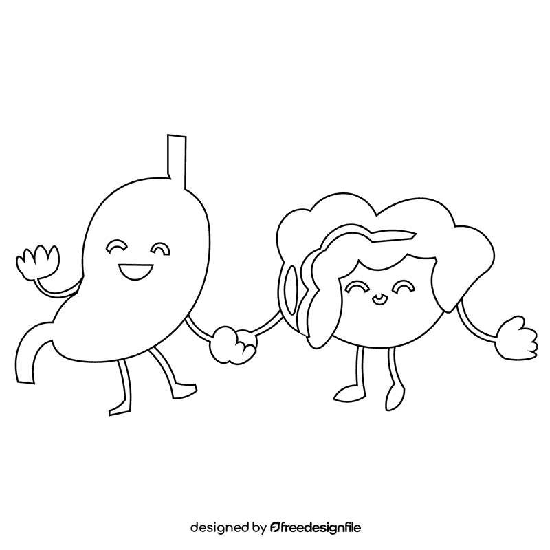 Stomach friends black and white clipart