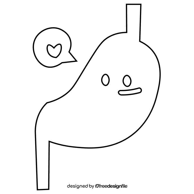 Stomach black and white clipart