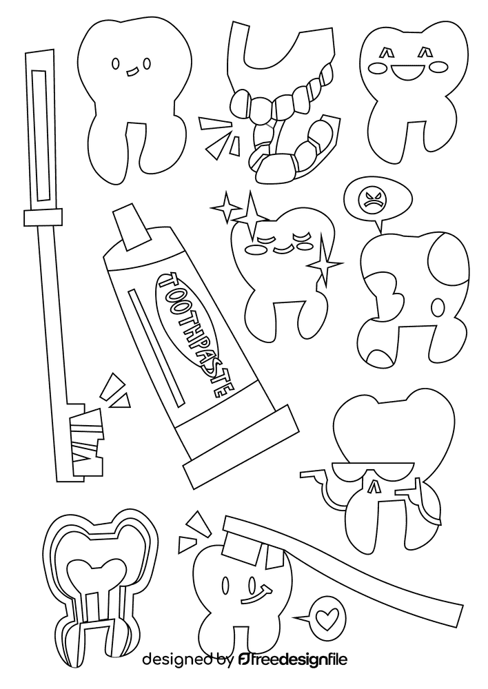 Tooth black and white vector