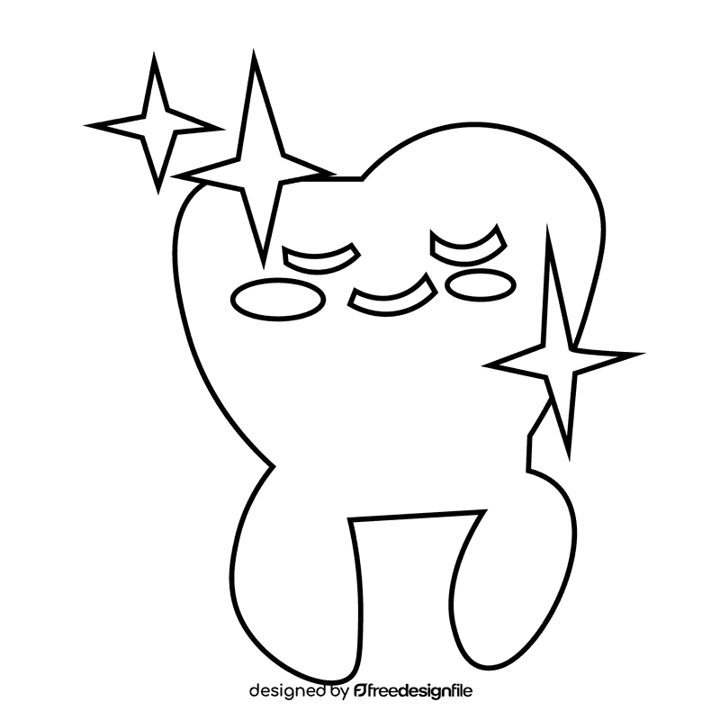 Tooth clean black and white clipart