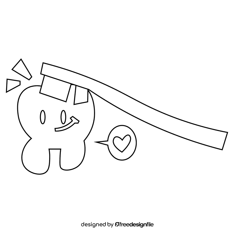 Tooth cleaning black and white clipart