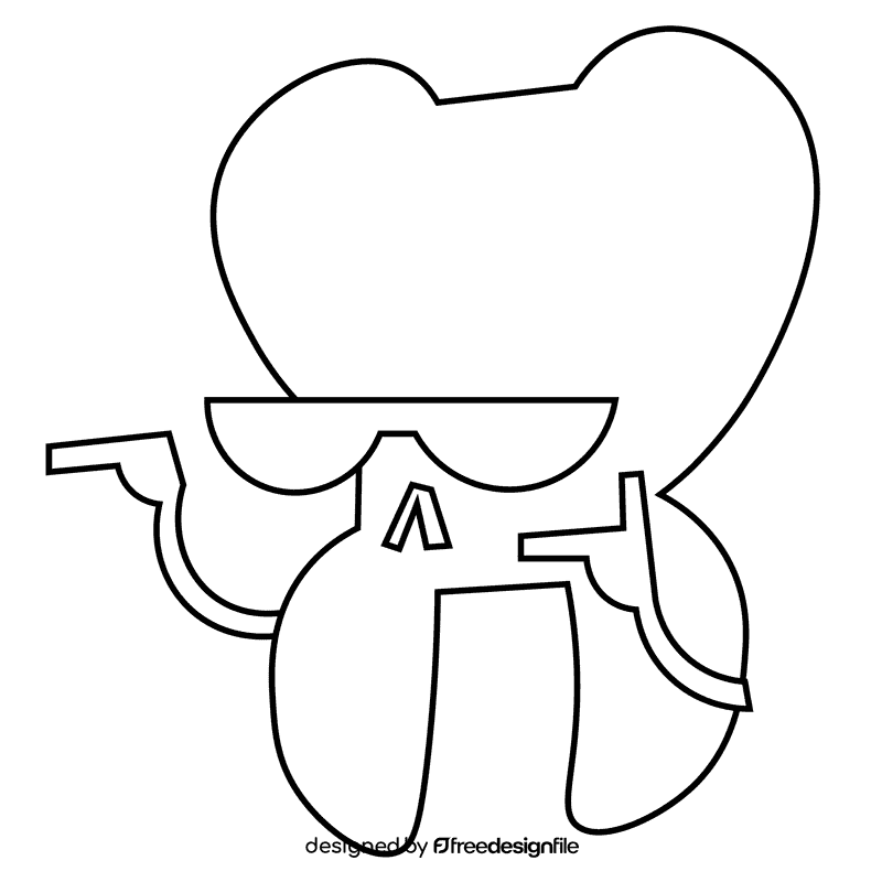 Tooth cool black and white clipart