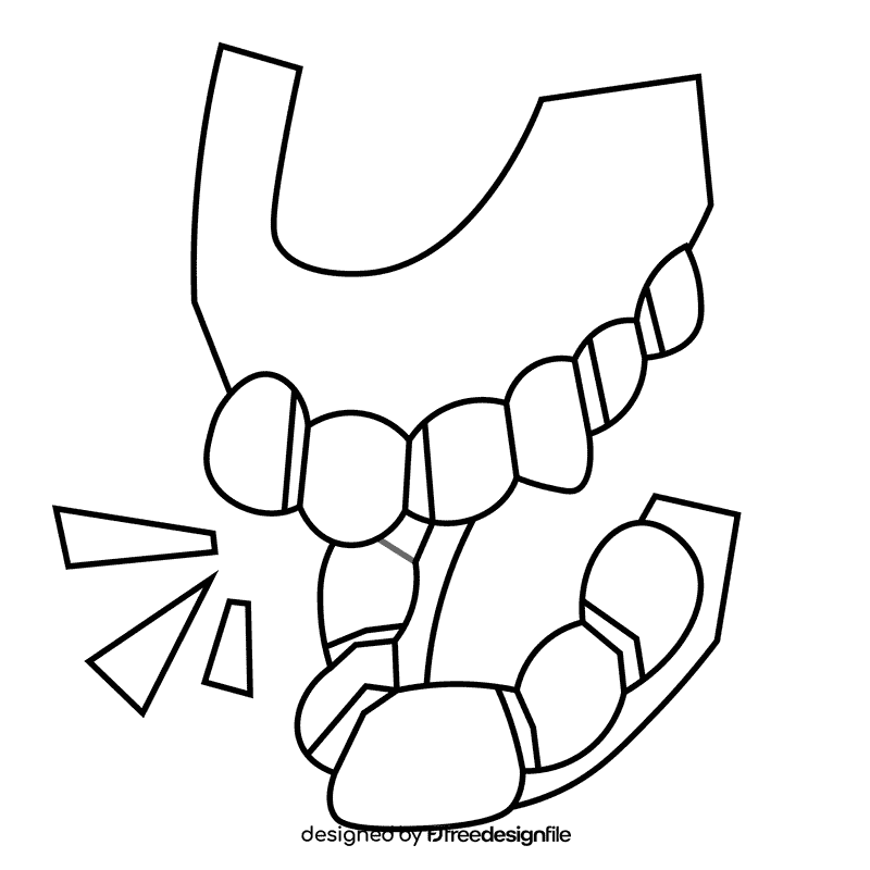 Tooth fake black and white clipart
