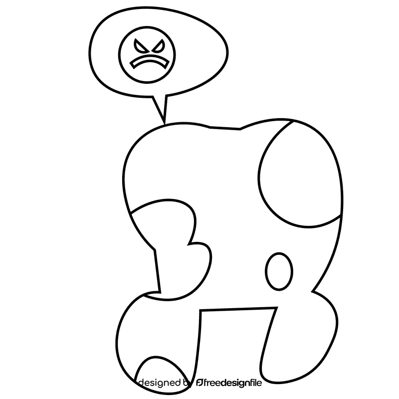 Tooth sick black and white clipart