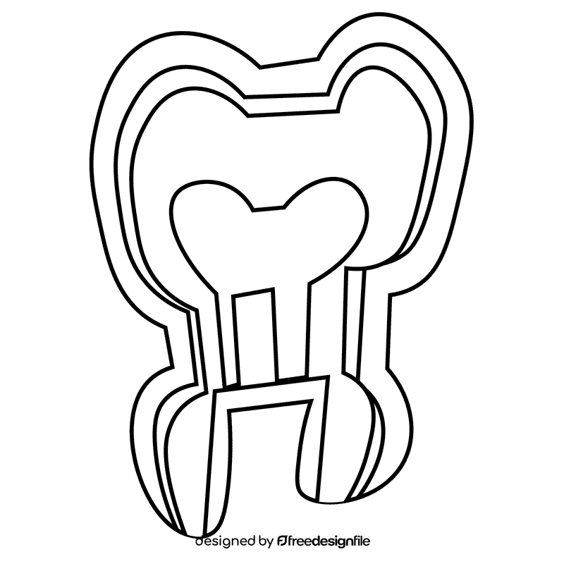 Tooth cut black and white clipart
