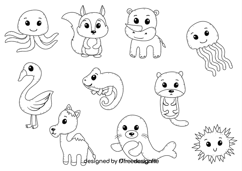 Animals black and white vector