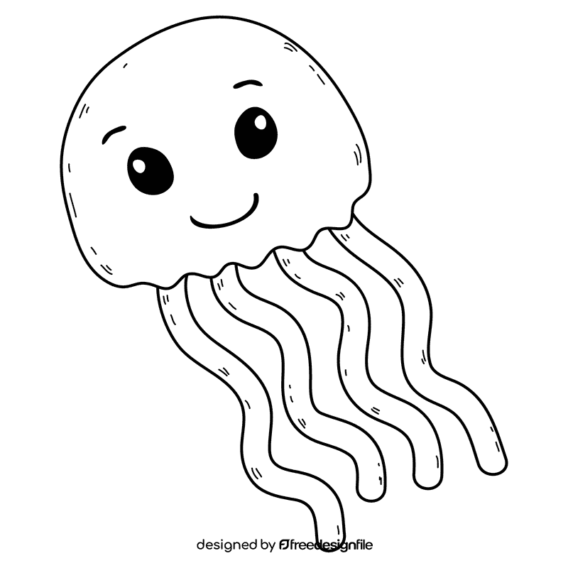 Jelly fish black and white clipart
