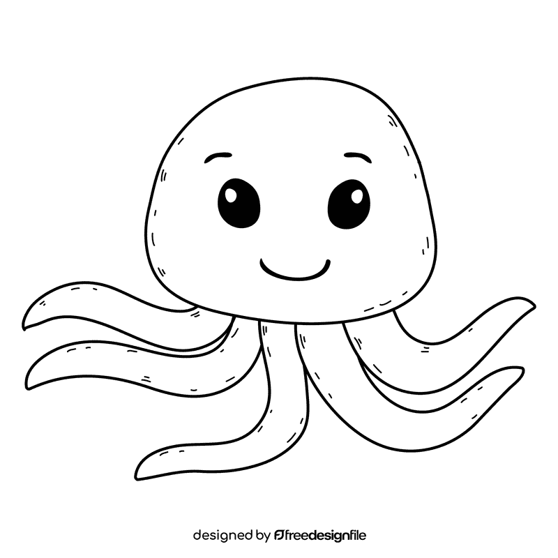 Octopus black and white clipart