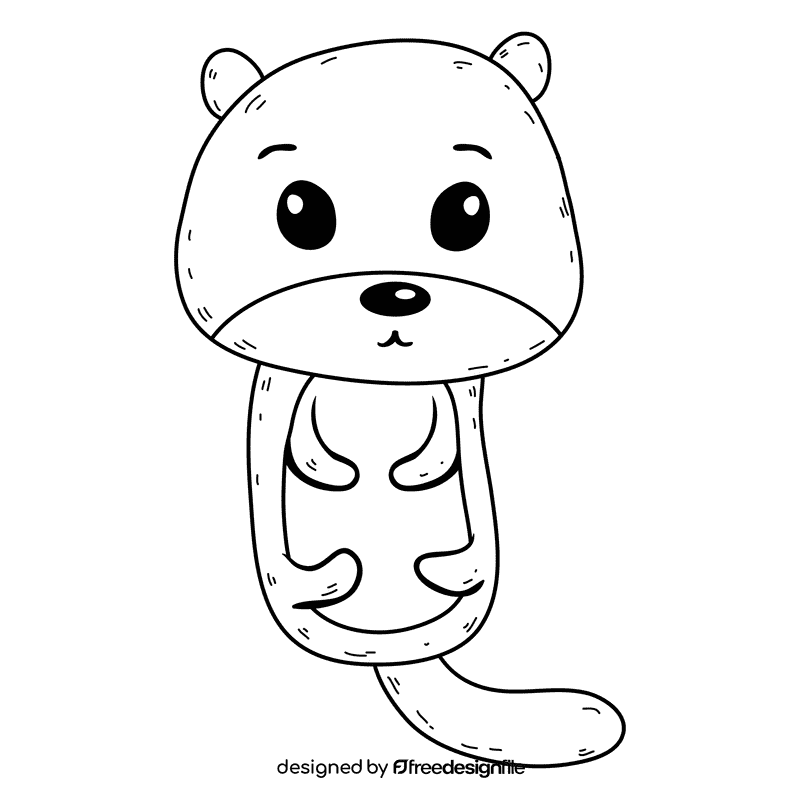 Otter black and white clipart
