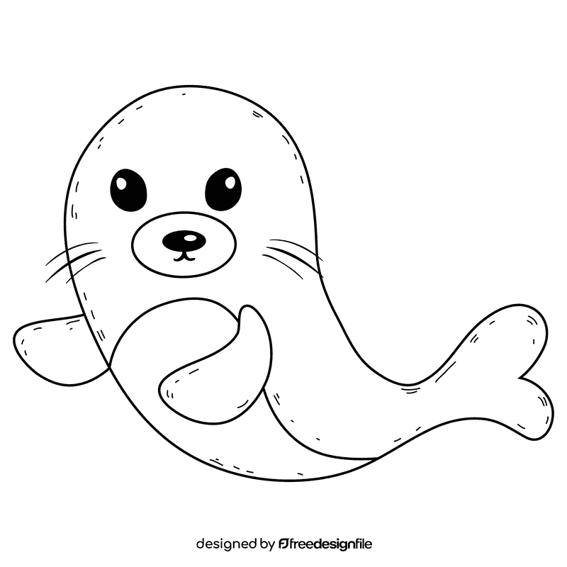 Sea lion black and white clipart
