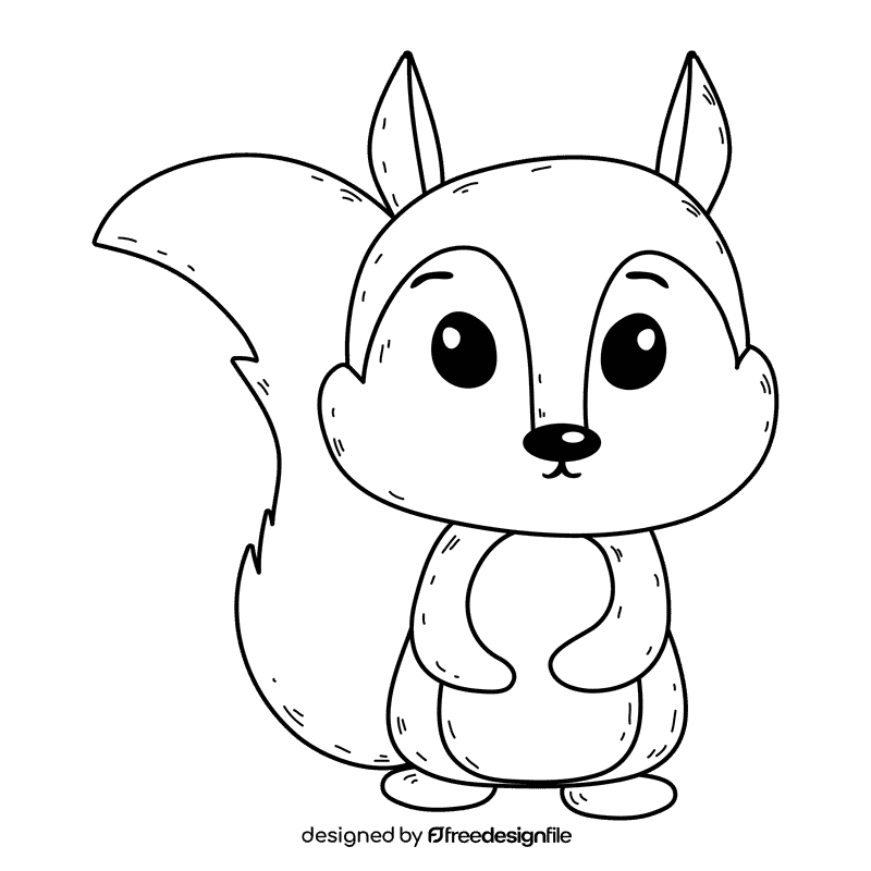 Squirrel black and white clipart