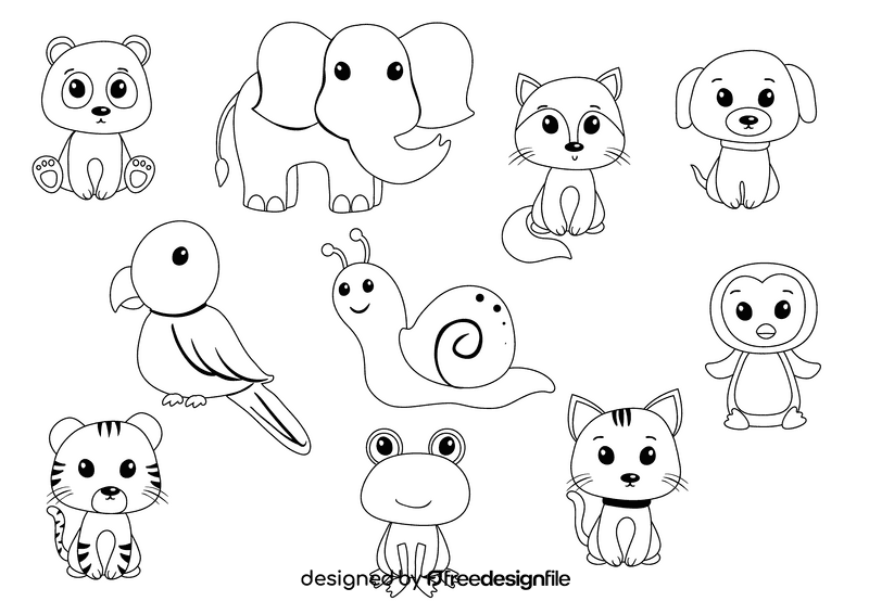 Animals black and white vector