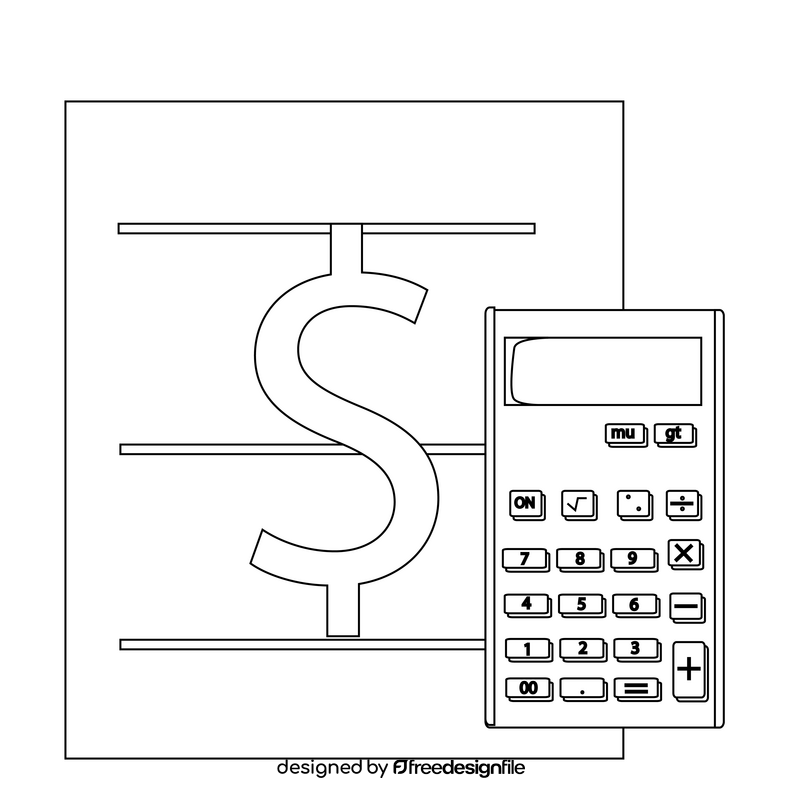 Financial report drawing black and white clipart