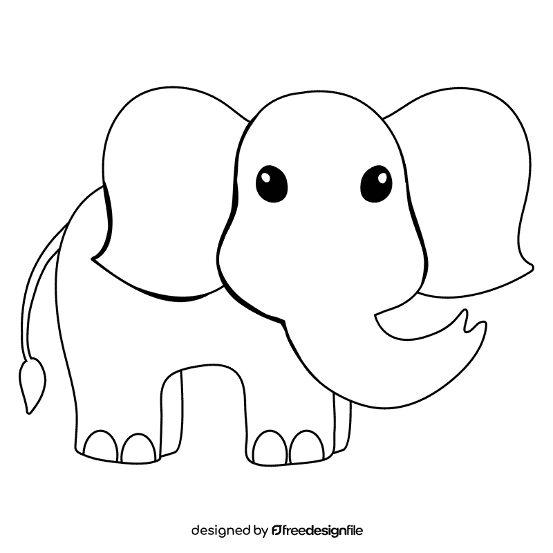 Elephant black and white clipart