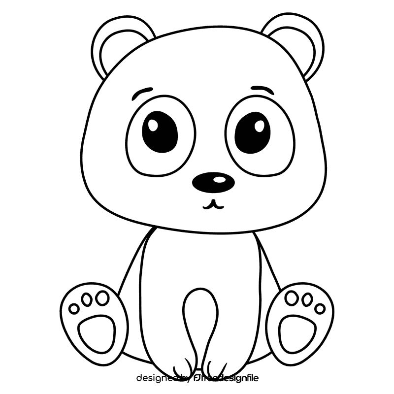 Panda black and white clipart