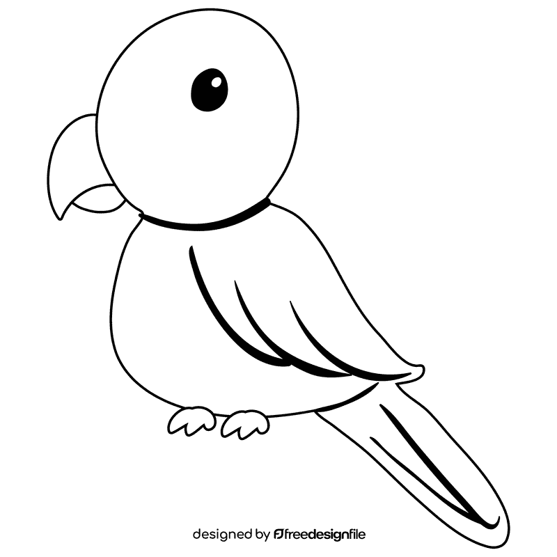 Parrot black and white clipart