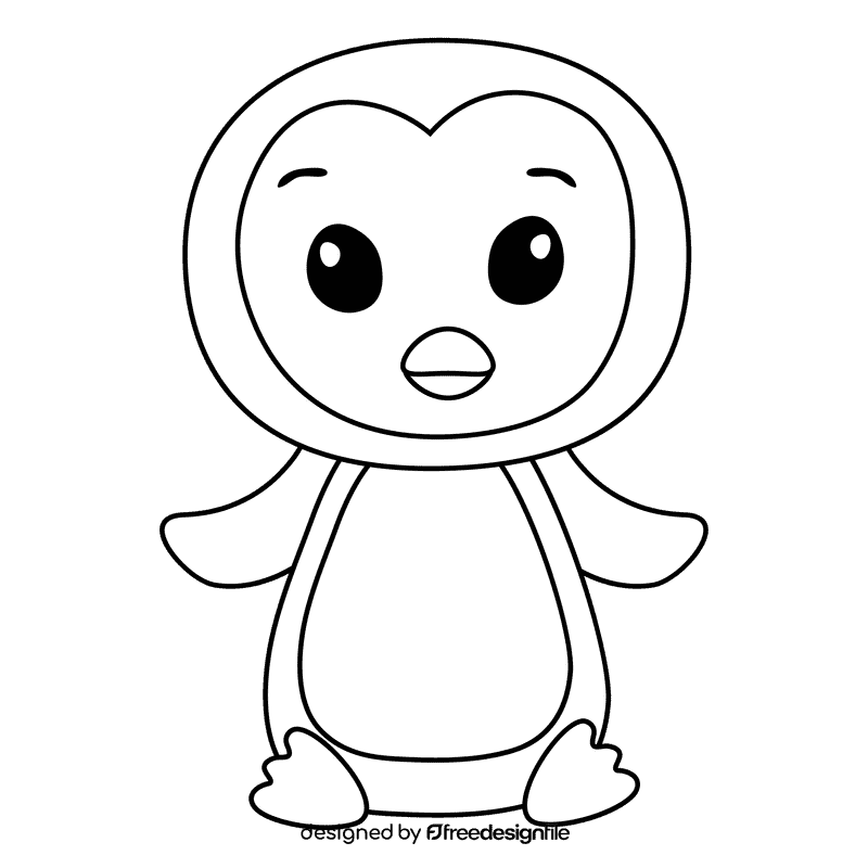 Penguine black and white clipart