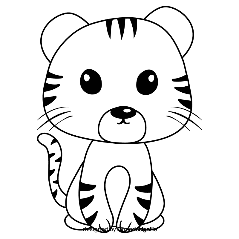Tiger black and white clipart