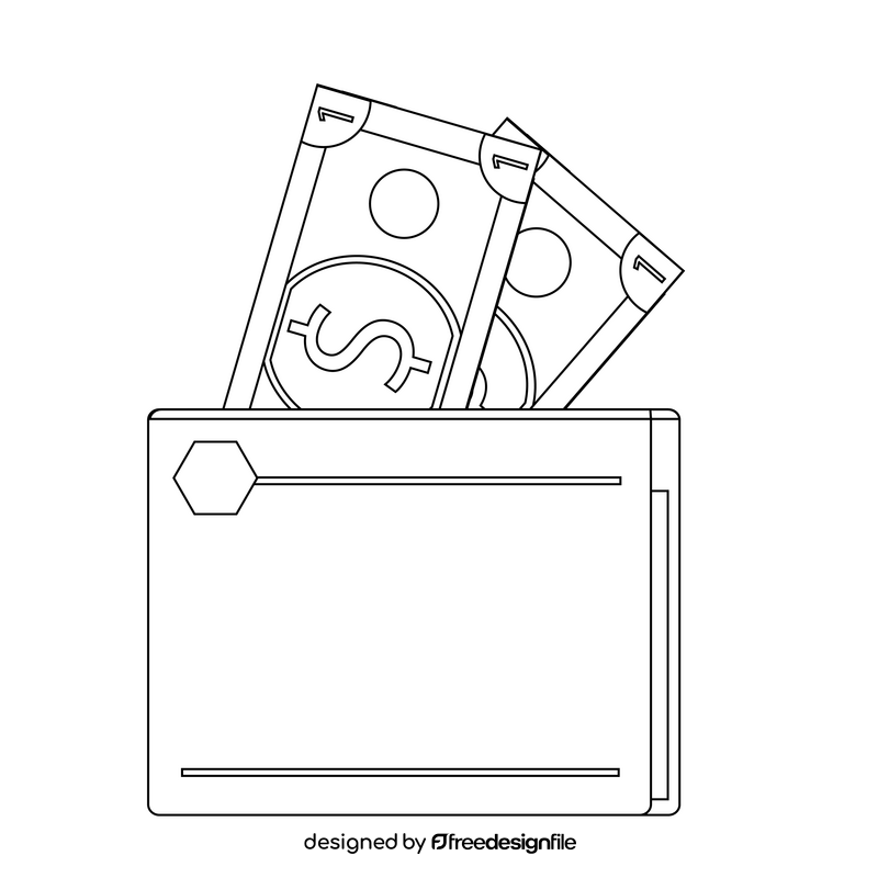 Wallet drawing black and white clipart