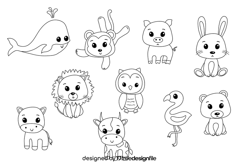 Animals black and white vector