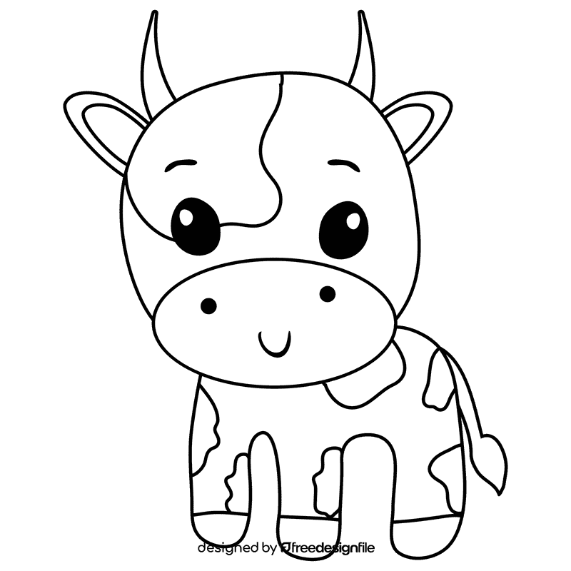 Cow black and white clipart