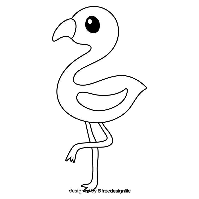 Flamingo black and white clipart