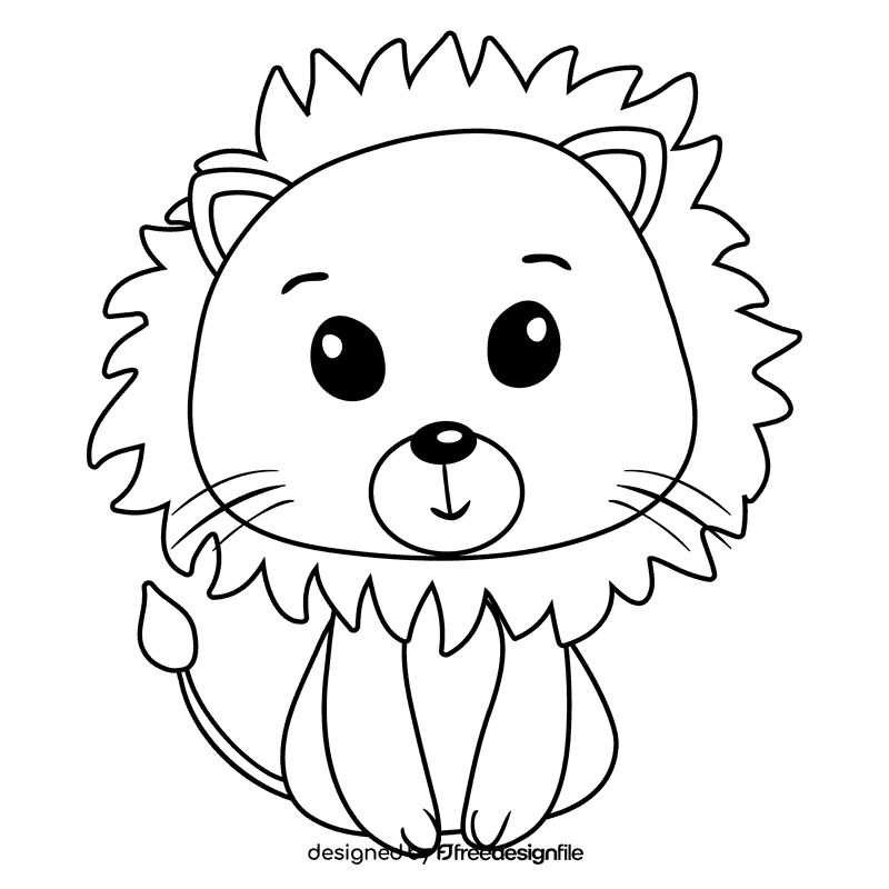 Lion black and white clipart