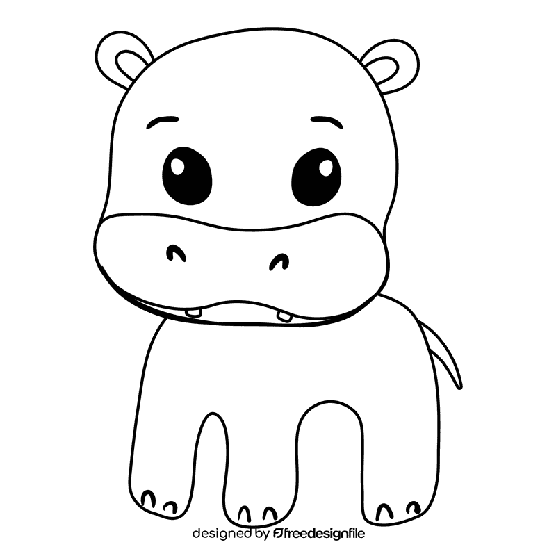 Hipopotamus black and white clipart