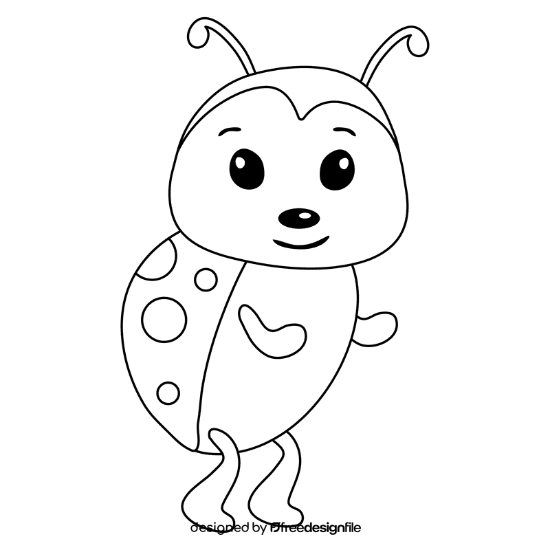 Ladybug black and white clipart
