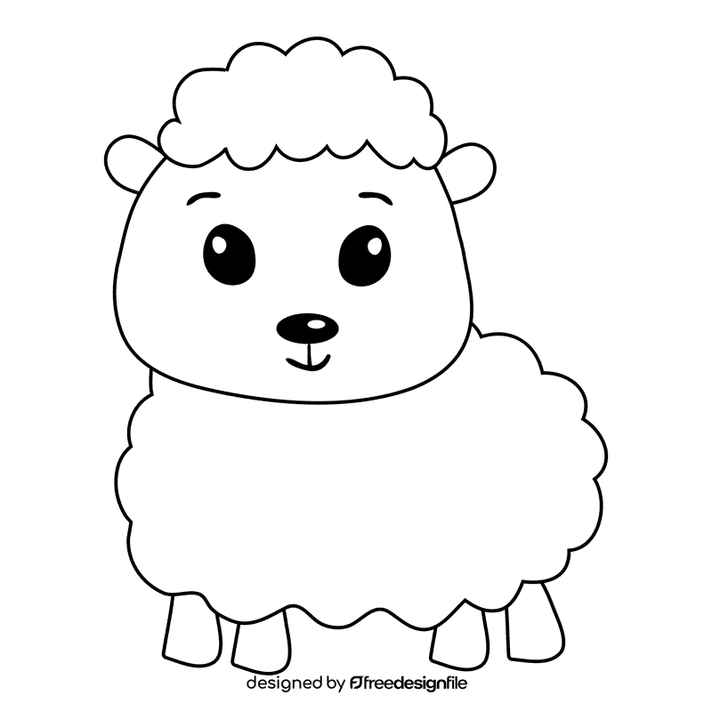 Sheep black and white clipart