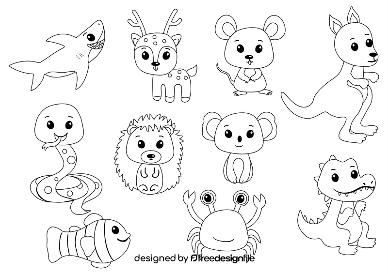 Animals black and white vector