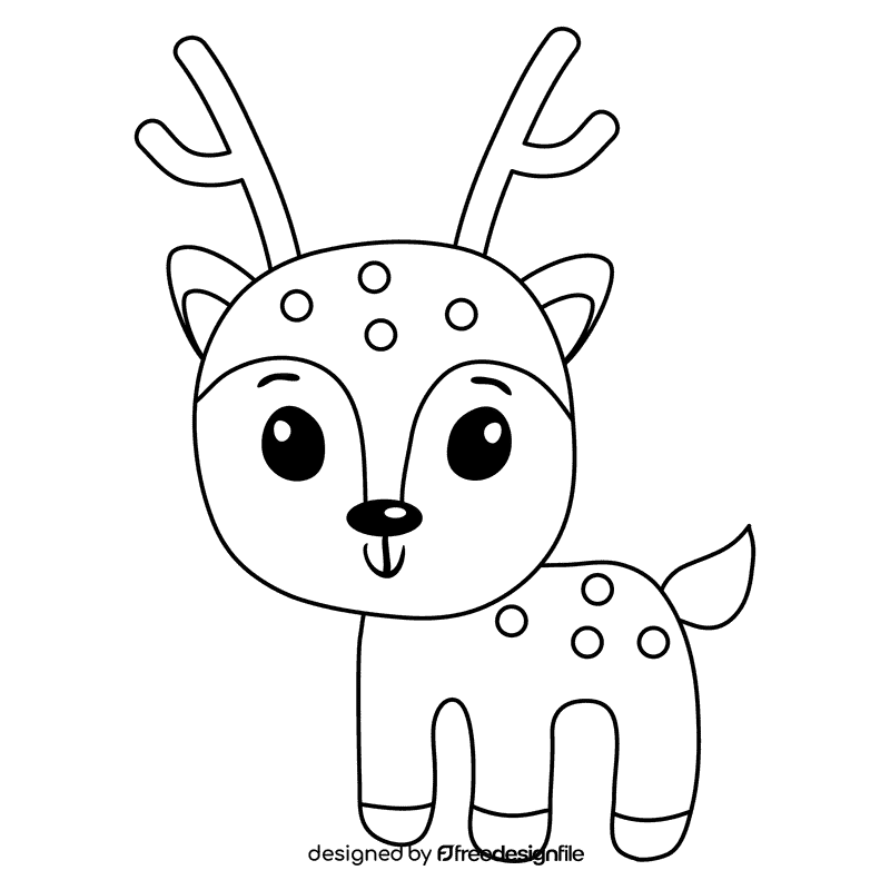 Deer black and white clipart