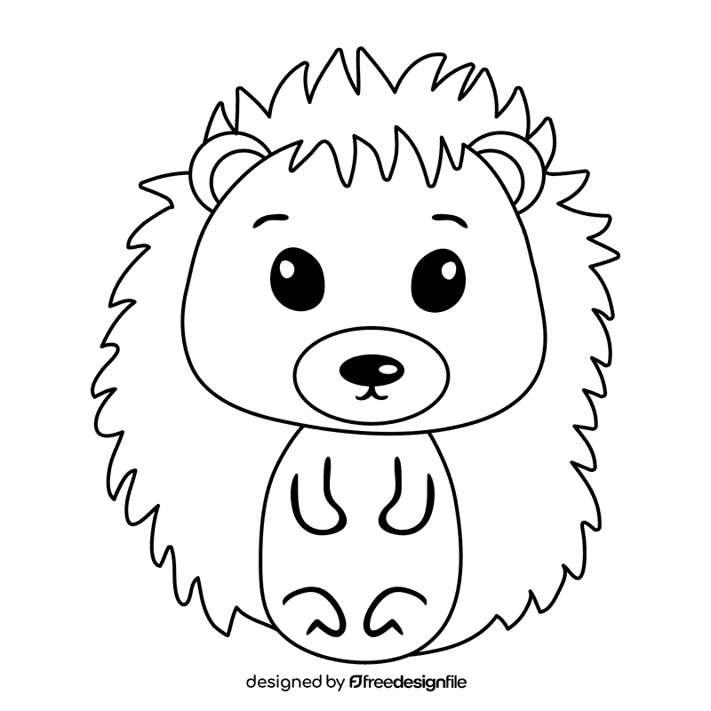 Hedgehog black and white clipart