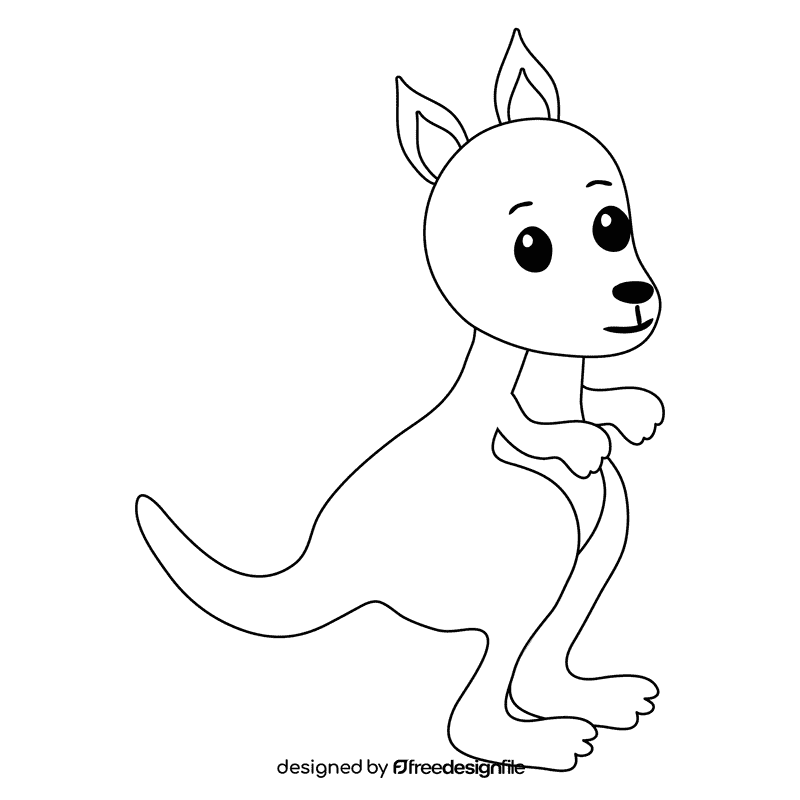 Kangaroo black and white clipart