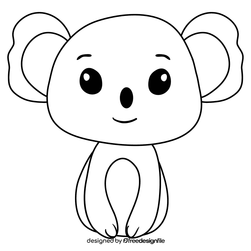 Koala bear black and white clipart