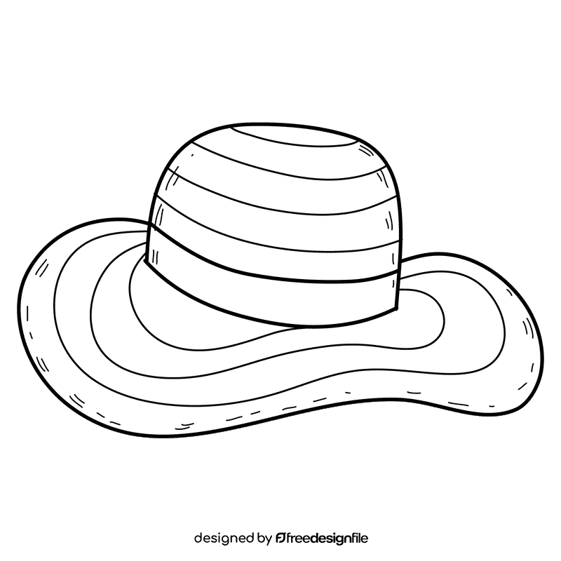 Summer hat black and white clipart
