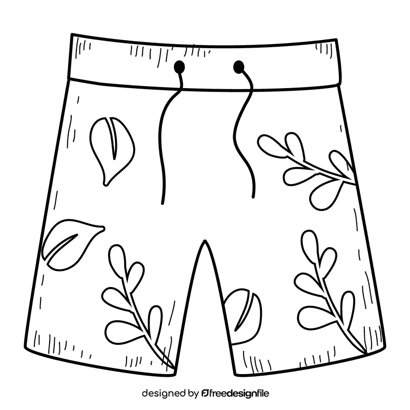Swim short black and white clipart
