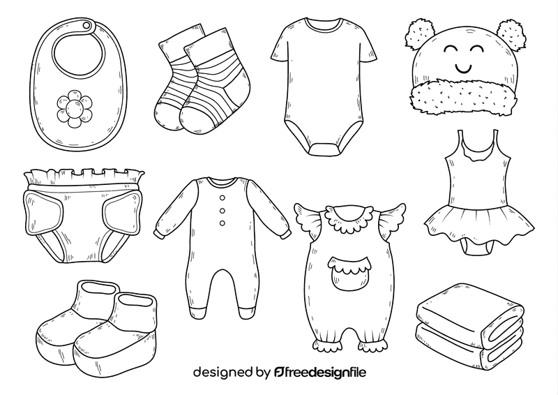 Baby clothes black and white vector