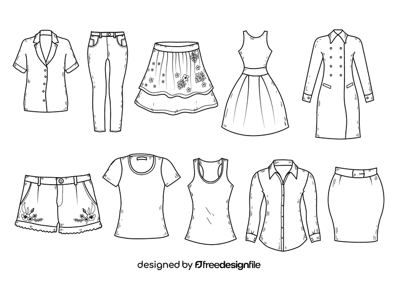 Female clothes black and white vector