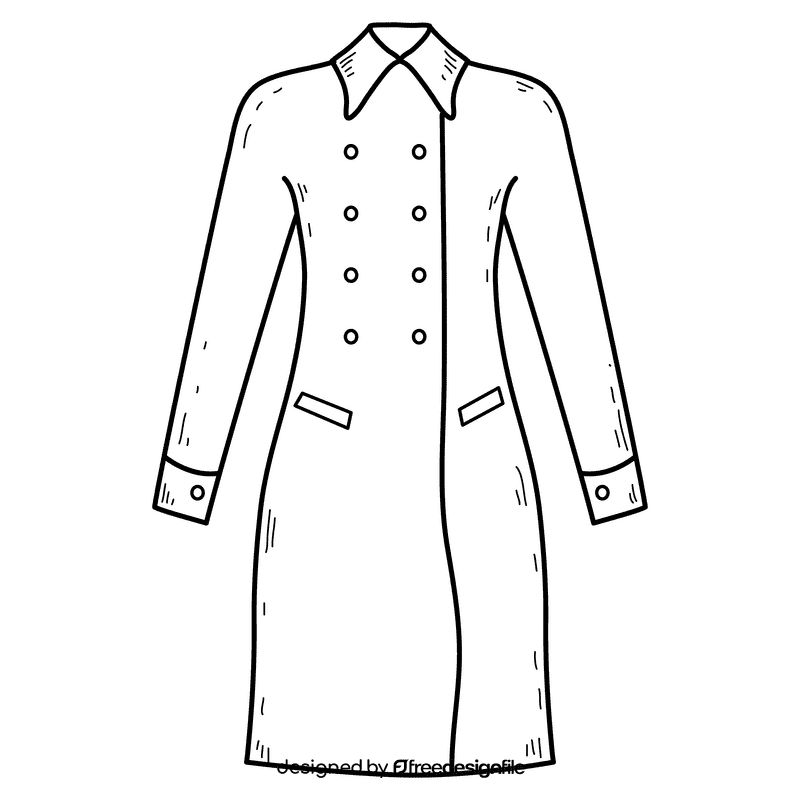 Female coat black and white clipart