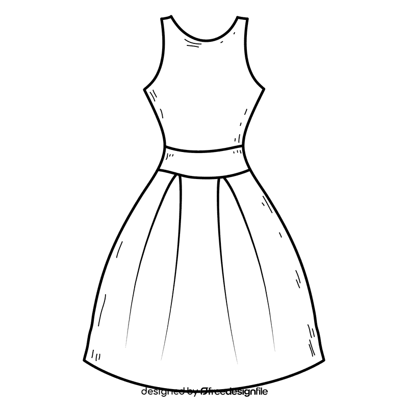 Female frock black and white clipart