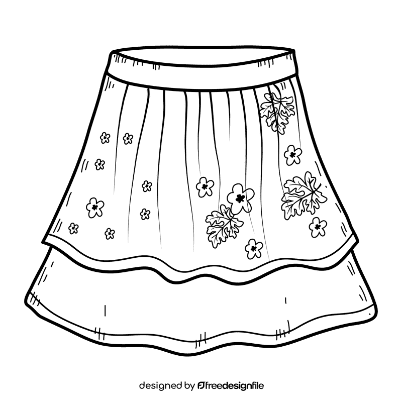 Female skirt black and white clipart