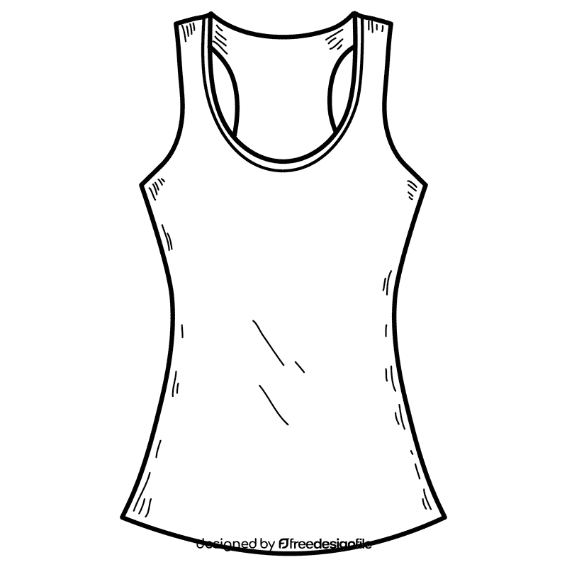 Female tanktop black and white clipart