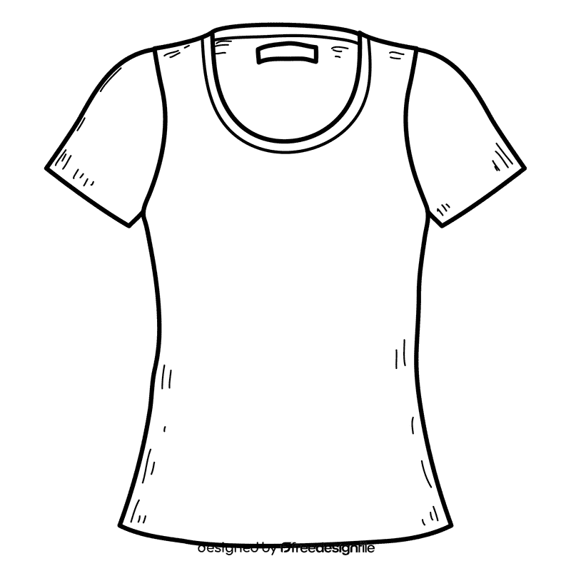 Female tshirt black and white clipart