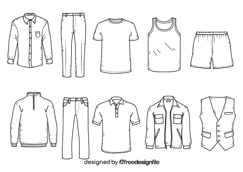 Male clothes black and white vector