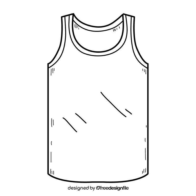 Male tank top black and white clipart