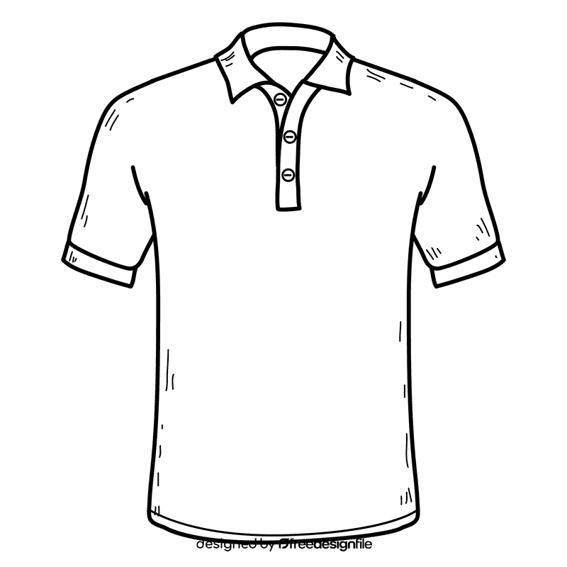 Male white polo shirt black and white clipart