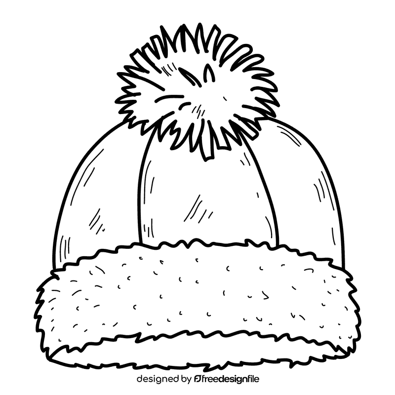Beanie black and white clipart