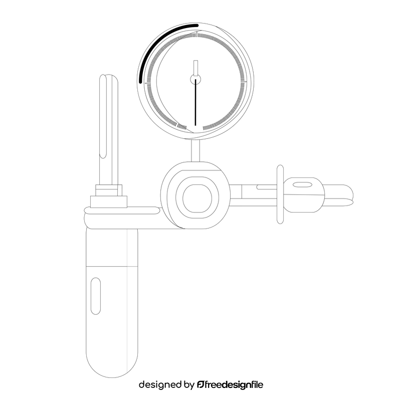 Oxygen regulator drawing black and white clipart