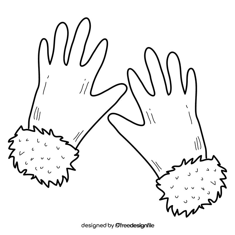 Gloves black and white clipart